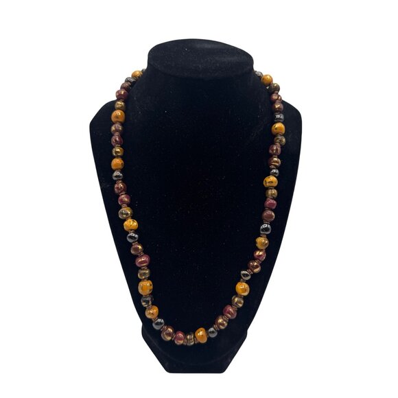 Unbranded Jewel Tone Beaded Necklace Multicolor Ceramic Beads 20 in. - Picture 4 of 10